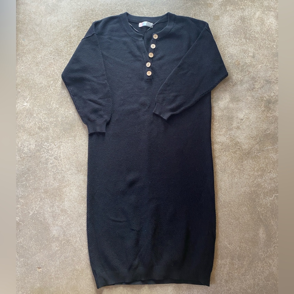 Free People Black Button-Up Sweater Dress